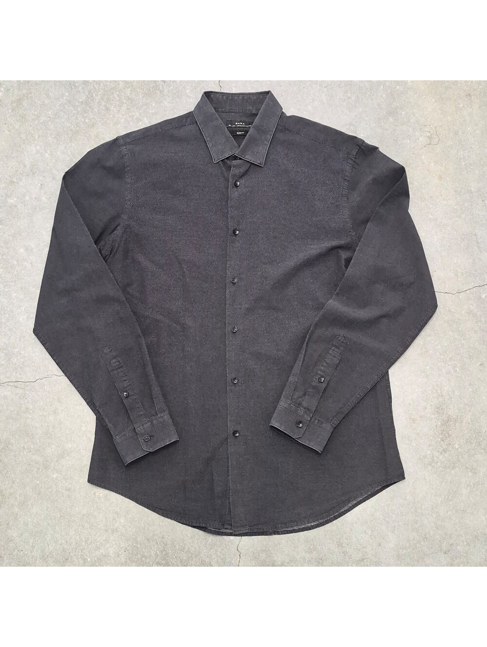 ZARA Men's Black Long Sleeve Dress Shirt